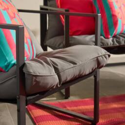 OHS Miami 4PC Table Chair Set Outdoor Metal Frame Garden Patio Furniture in Grey - thumbnail 3