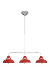 Orsina Hot Pink Finish Chrome 3 Light Pendant, Decorative Pendant Light For Entryways, Hanging Lamp For Dining Room in Red