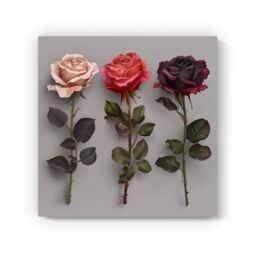 "Warren Reed - Designer 3 Red & Pink Roses Canvas - Size: W30"" x H30""" - thumbnail 2