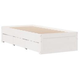 Berkfield Home Bed Frame without Mattress with Drawers White 75x190 cm Small Single Solid Wood Pine - thumbnail 6
