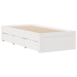 Berkfield Home Bed Frame without Mattress with Drawers White 75x190 cm Small Single Solid Wood Pine - thumbnail 3