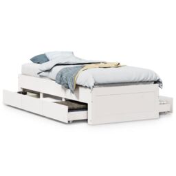 Berkfield Home Bed Frame without Mattress with Drawers White 75x190 cm Small Single Solid Wood Pine - thumbnail 2