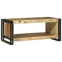 Berkfield Home Coffee Table 90x50x38 cm Solid Rough Wood Mango in Brown - Size: 90 x 50 x 38 cm - thumbnail 1