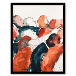 Artery8 Sport Rugby Football Scrum Close Up Watercolour Framed Wall Art in Red - Size: A4 - thumbnail 1