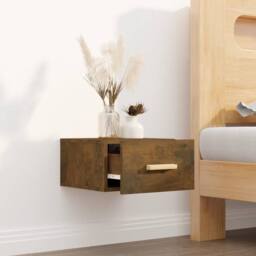 Berkfield Home Wall-mounted Bedside Cabinet Smoked Oak 35x35x20 cm in Brown - Size: 35 x 35 x 20 cm - thumbnail 3