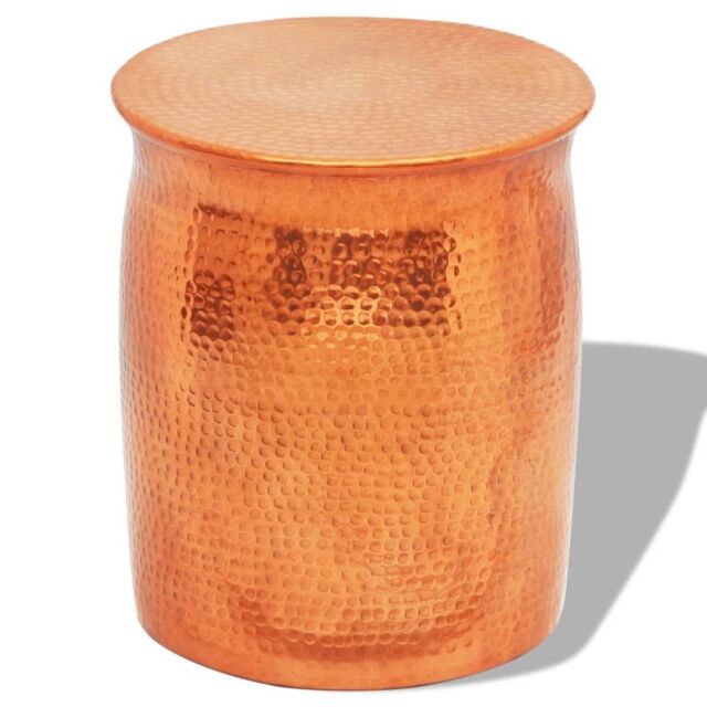 Berkfield Home Hammered Aluminium Stool/Side Table Brass/Copper Colour in Gold - image 1