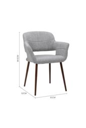 Set of 2 Grey Linen Dining Chair with Metal Legs - thumbnail 6