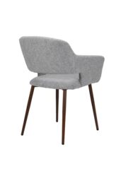 Set of 2 Grey Linen Dining Chair with Metal Legs - thumbnail 4