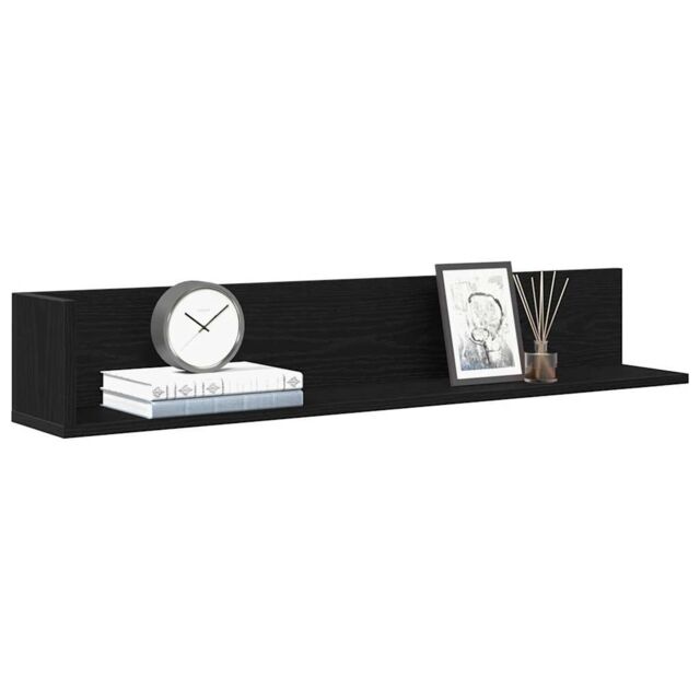 Berkfield Home Wall Shelves 2 pcs Black 100x16.5x16.5 cm Engineered Wood - image 1