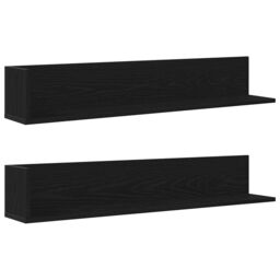 Berkfield Home Wall Shelves 2 pcs Black 100x16.5x16.5 cm Engineered Wood - thumbnail 2