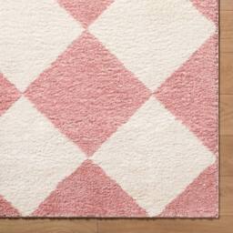 Livabliss Fossay Shag-Washable Pink Ivory Modern High Pile Diamond Pattern Rug - Size: 200 cm x 275 cm - thumbnail 7