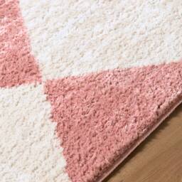 Livabliss Fossay Shag-Washable Pink Ivory Modern High Pile Diamond Pattern Rug - Size: 200 cm x 275 cm - thumbnail 3