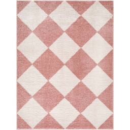 Livabliss Fossay Shag-Washable Pink Ivory Modern High Pile Diamond Pattern Rug - Size: 200 cm x 275 cm - thumbnail 2