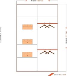 MN Furniture Double Door Sliding Mirror Wardrobe - LED Light 180cm x217cm in White - Size: 180 cm x217 cm - thumbnail 3