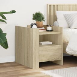 Berkfield Home Bedside Cabinet Sonoma Oak 45x50x50 cm Engineered Wood in Brown - Size: 45 x 50 x 50 cm - thumbnail 1