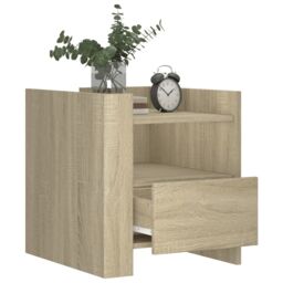 Berkfield Home Bedside Cabinet Sonoma Oak 45x50x50 cm Engineered Wood in Brown - Size: 45 x 50 x 50 cm - thumbnail 3