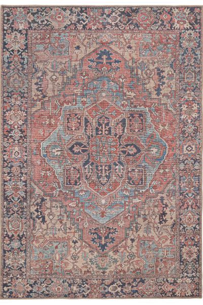 Kukoon Red Distressed Persian Style Non Slip Washable Low Pile Rug - Size: 200 cm x 290 cm - image 1