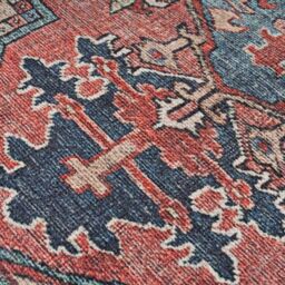 Kukoon Red Distressed Persian Style Non Slip Washable Low Pile Rug - Size: 200 cm x 290 cm - thumbnail 4