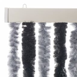 Berkfield Home Fly Curtain Grey & Black 100x220 cm Chenille - thumbnail 4