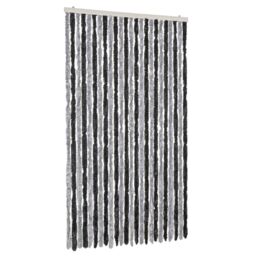 Berkfield Home Fly Curtain Grey & Black 100x220 cm Chenille - thumbnail 2
