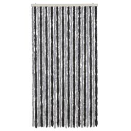 Berkfield Home Fly Curtain Grey & Black 100x220 cm Chenille - thumbnail 3