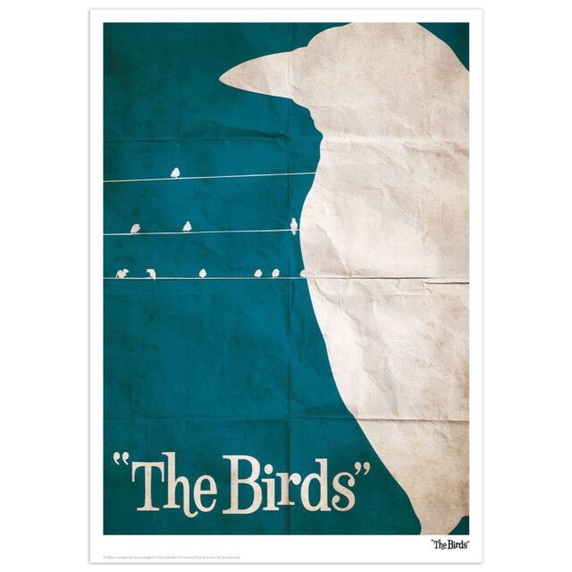 Alfred Hitchcock The Birds Limited Edition A3 Art Print in Light Green