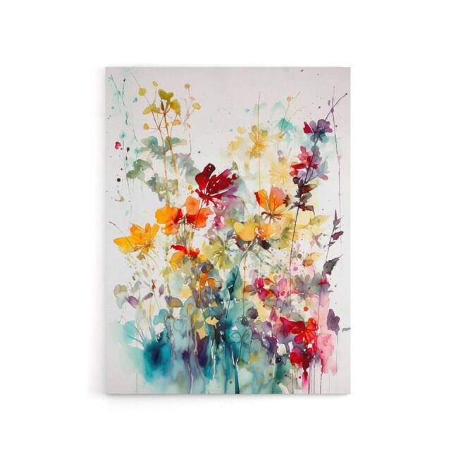 "Artery8 Wild Flowers Abstract Watercolour Canvas Wall Art Print - Size: W18"" x H24""" - image 1