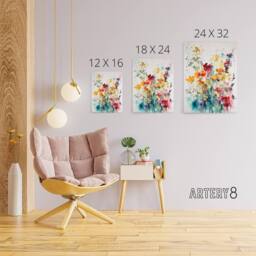 "Artery8 Wild Flowers Abstract Watercolour Canvas Wall Art Print - Size: W18"" x H24""" - thumbnail 4