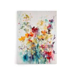 "Artery8 Wild Flowers Abstract Watercolour Canvas Wall Art Print - Size: W18"" x H24""" - thumbnail 1