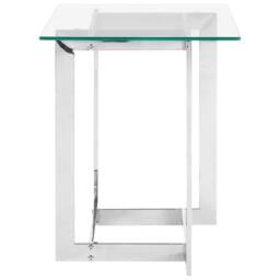 Wyld and Coco Tempered Glass Coffee Table Square Polished Stainless Steel Base in Silver - thumbnail 3