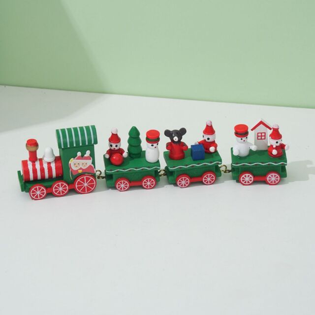 Leaper Christmas Wooden Train Home Decoration Ornament in Green - image 1