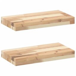 Berkfield Home Floating Shelves 2 pcs 60x20x4 cm Untreated Solid Wood Acacia in Brown - Size: 60 x 20 x 4 cm - thumbnail 2