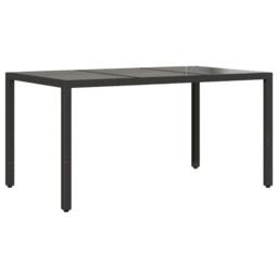 Berkfield Home Garden Table with Glass Top Black 150x90x75 cm Poly Rattan - Size: 150 x 90 x 75 cm - thumbnail 3