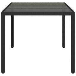 Berkfield Home Garden Table with Glass Top Black 150x90x75 cm Poly Rattan - Size: 150 x 90 x 75 cm - thumbnail 5
