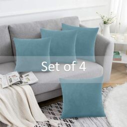 Luxury Living Set of 4 Velvet Chenille Cushions 45cm x 45cm with Removable Covers & Plush Pads - Soft, Stylish Home Décor - Size: 45 cm x 45 cm - thumbnail 2