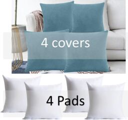 Luxury Living Set of 4 Velvet Chenille Cushions 45cm x 45cm with Removable Covers & Plush Pads - Soft, Stylish Home Décor - Size: 45 cm x 45 cm - thumbnail 3