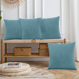 Luxury Living Set of 4 Velvet Chenille Cushions 45cm x 45cm with Removable Covers & Plush Pads - Soft, Stylish Home Décor - Size: 45 cm x 45 cm - thumbnail 1