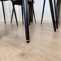 KOSY KOALA Rustic Effect Wooden Dining Table Set with 4 Mustard Gem Pattern Chairs Dining Room Furniture in Brown - thumbnail 8
