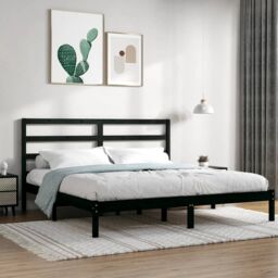 Berkfield Home Bed Frame Black Solid Wood Pine 200x200 cm