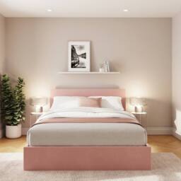 GFW End Lift Ottoman Storage Bed Velvet in Pink - Size: King - thumbnail 1