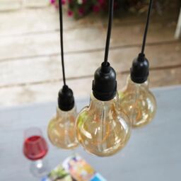 mysmartbuy Battery Powered Flow 3 Drop Pendant Light with Warm White LED's - Weatherproof Home or Garden Hanging Staggered Height Lighting in Black - thumbnail 3