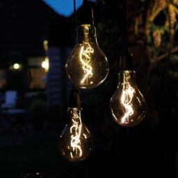 mysmartbuy Battery Powered Flow 3 Drop Pendant Light with Warm White LED's - Weatherproof Home or Garden Hanging Staggered Height Lighting in Black