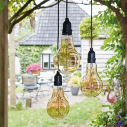 mysmartbuy Battery Powered Flow 3 Drop Pendant Light with Warm White LED's - Weatherproof Home or Garden Hanging Staggered Height Lighting in Black - thumbnail 2