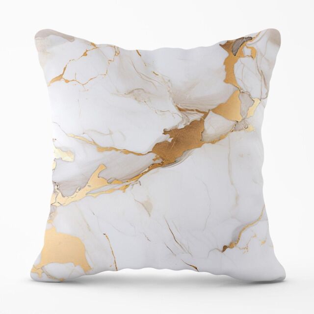 Warren Reed - Designer White Marble With Gold Outdoor Cushion - Size: 60 cm x 60 cm - image 1