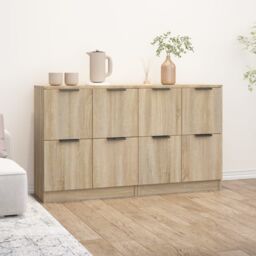 Berkfield Home Sideboards 2 pcs Sonoma Oak 60x30x70 cm Engineered Wood in Brown - Size: 60 x 30 x 70 cm - thumbnail 1