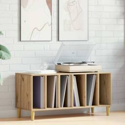 Berkfield Home Record Cabinet Artisan Oak 100x38x48 cm Engineered Wood in Brown - Size: 100 x 38 x 48 cm - thumbnail 3