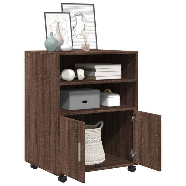 Berkfield Home Rolling Cabinet Brown Oak 60x48x81 cm Engineered Wood - Size: 60 x 48 x 81 cm - image 1