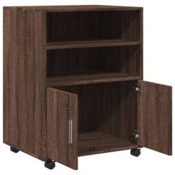 Berkfield Home Rolling Cabinet Brown Oak 60x48x81 cm Engineered Wood - Size: 60 x 48 x 81 cm - thumbnail 7
