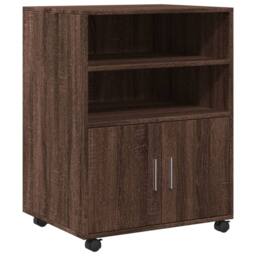 Berkfield Home Rolling Cabinet Brown Oak 60x48x81 cm Engineered Wood - Size: 60 x 48 x 81 cm - thumbnail 3