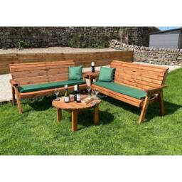Charles Taylor Six Seater Balmoral Corner Garden Furniture Set - Fully Assembled in Light Brown - thumbnail 2